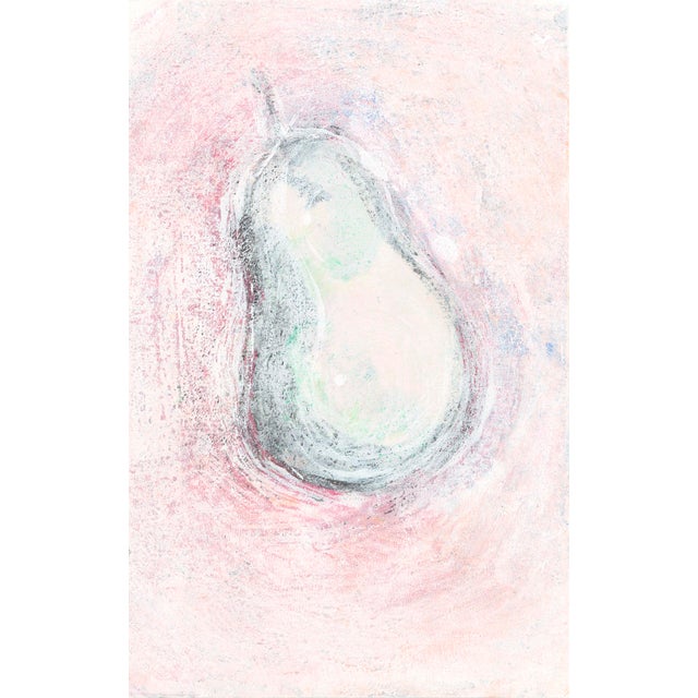 Abstract Pears Blushing 8*12r Set (4) Modern Still Life Monoprint Original Art by Carrie Bergey - Set Green Pink Yellow Blue For Sale - Image 3 of 6