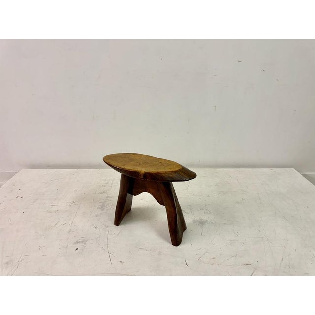 Mid-Century Rustic Wooden Slab Stool, 1960s For Sale - Image 10 of 14