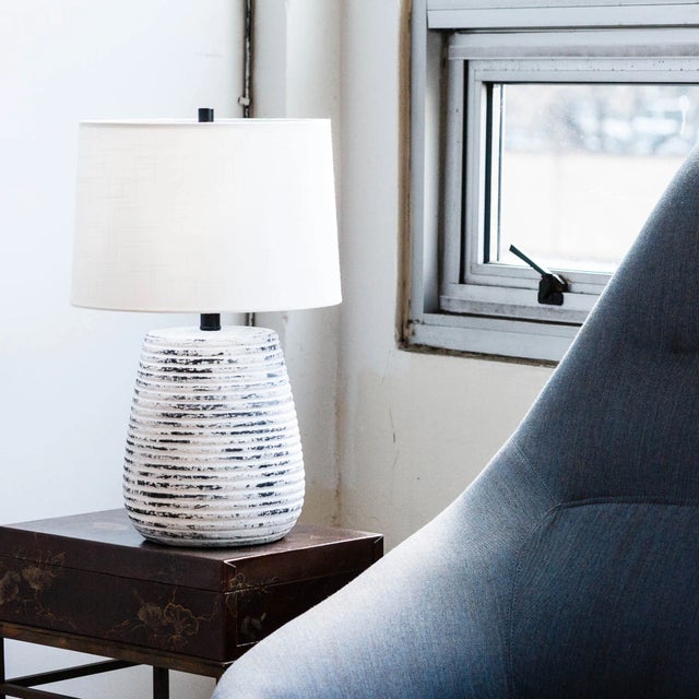 Mid-Century Modern Lawrence & Scott Emi "Wabi Sabi" Handmade Porcelain Table Lamp For Sale - Image 3 of 8