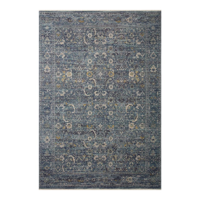 Jean Stoffer x Loloi Bradbury Ocean / Gold 3'-7" x 5'-7" Accent Rug For Sale