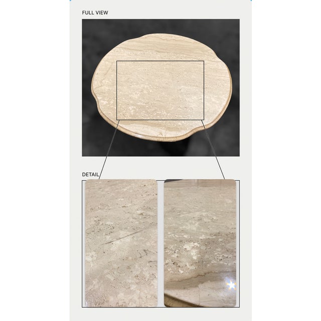 Pair of 1970s Italian Travertine Scalloped Edge Pedestal End Tables For Sale - Image 16 of 18