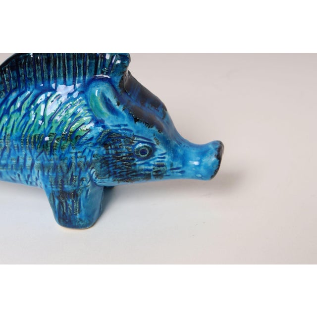 Vintage Italian Rimini Blu Ceramic Boar by Aldo Londi for Bitossi For Sale - Image 12 of 13