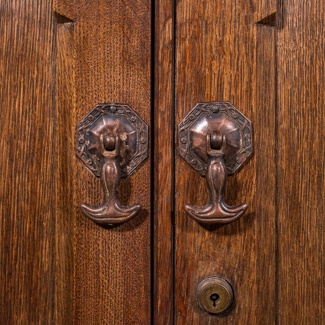 Large Antique Dresser Base, English, Oak, Gothic Revival, Window Seat, Victorian For Sale - Image 11 of 12