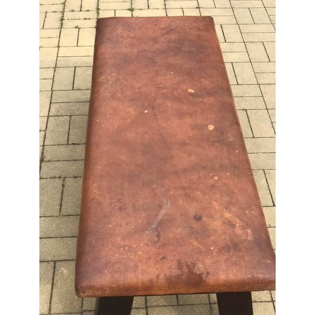 Vintage Leather Bench,1930s For Sale - Image 4 of 7