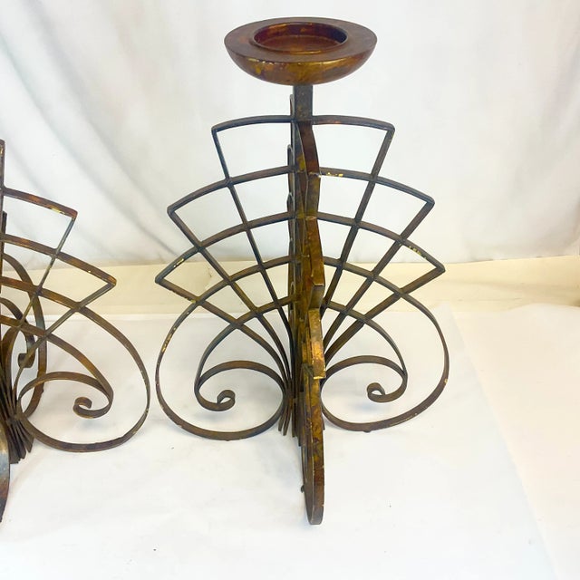 1980s Vintage Brutalist Alter, Mantle or Floor Pillar Candle Holders - a Pair For Sale - Image 4 of 10