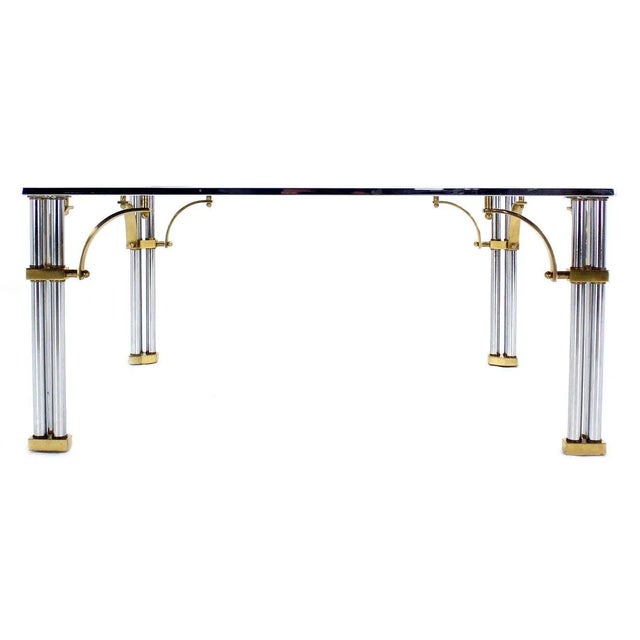 Vintage Mid Century Brass, Chrome, and Glass-Top Square Coffee Table For Sale - Image 6 of 9