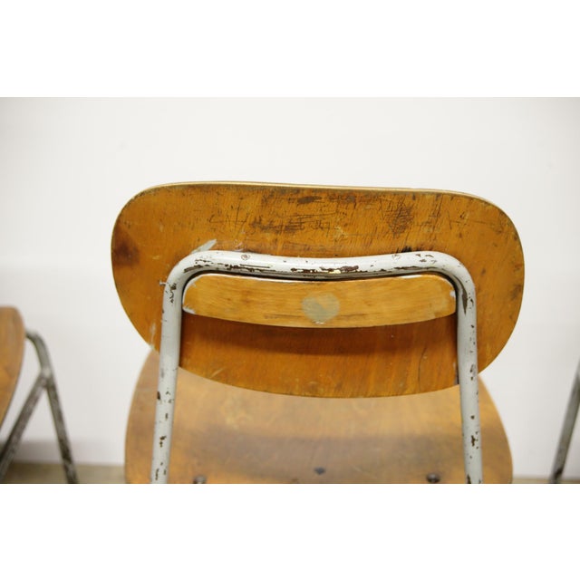 Vintage Industrial School Chairs, 1970s, Set of 6 For Sale - Image 9 of 14