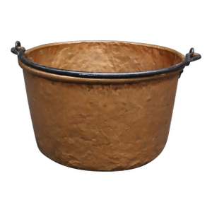 Antique Hand-Hammered Copper Apple Butter Kettle With Wrought Iron Swing Handle