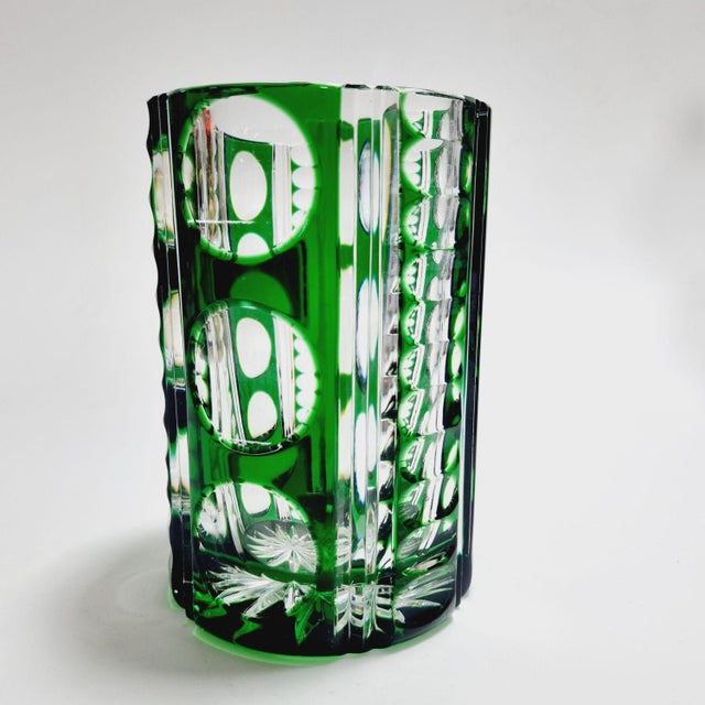 Tinted Emerald Green Lead Crystal Vase, 1970s For Sale - Image 3 of 10