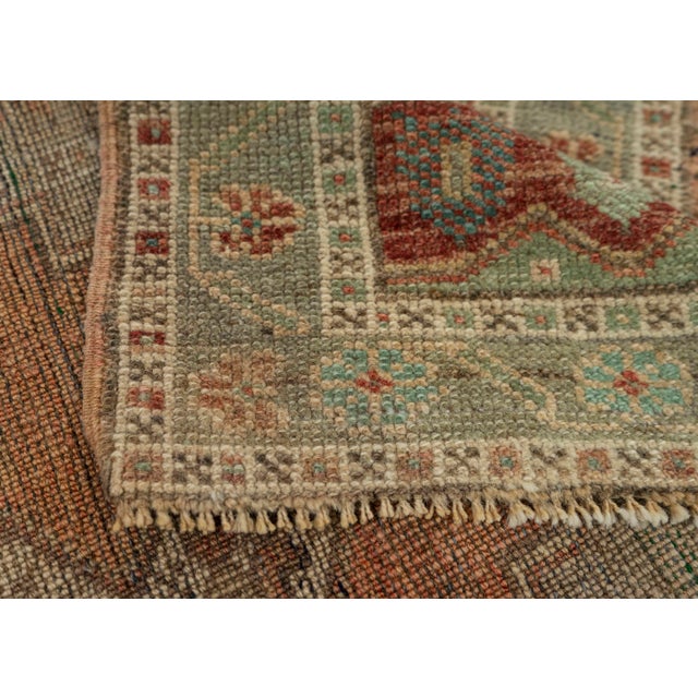 Turkish Mini Rug Oriental Hand Knotted Vintage Rug 1'10" x 3'9" #21250 For Sale In Houston - Image 6 of 8