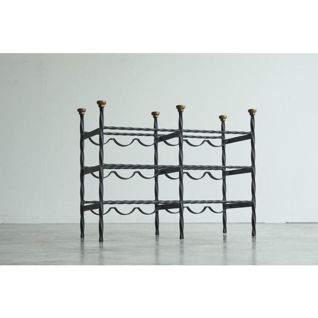 Mid-Century Modern Wine Rack in Wrought Iron Brass, 1940s For Sale - Image 4 of 9