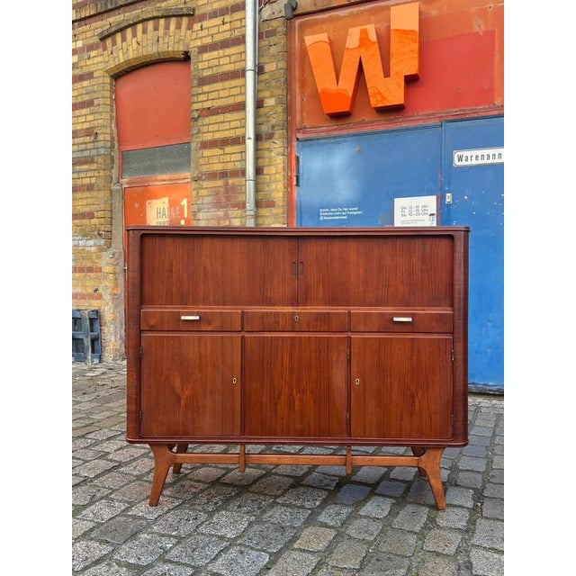 Wood Danish Teak Highboard with Louvered Doors For Sale - Image 7 of 11
