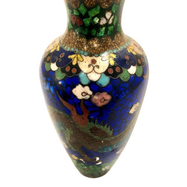 Late 19th-Century Japanese Cloisonné Dragon Cabinet Vase For Sale - Image 10 of 14