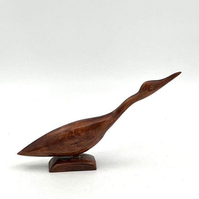 Mid 20th Century Modern Folk Art Carved Wood Nantucket Sandpiper Shorebird Figurine For Sale - Image 12 of 15