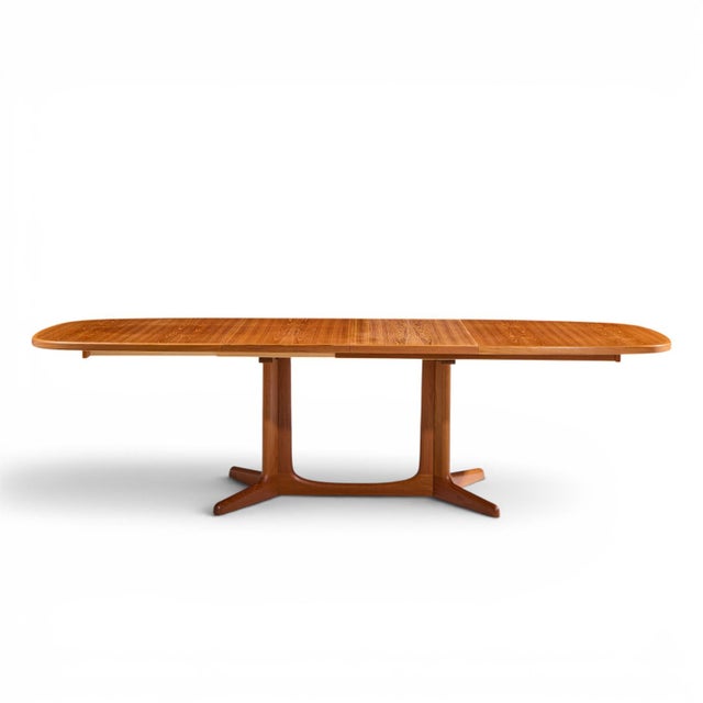 Gudme Møbelfabrik Mid Century Teak Expanding Dining Table with 2 Leaves This table measures: 64 wide x 41.5 deep x 27...