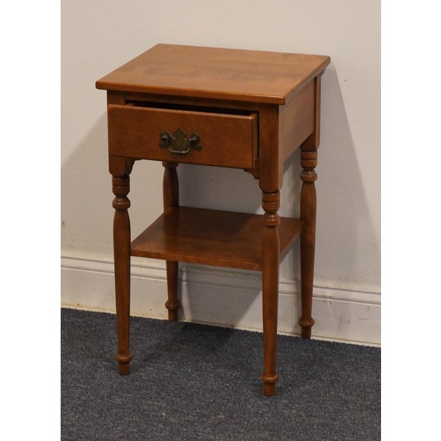 Mid 20th Century Ethan Allen Heirloom Nutmeg Maple Colonial Early American 16" Tiered Nightstand 674 For Sale - Image 5 of 12
