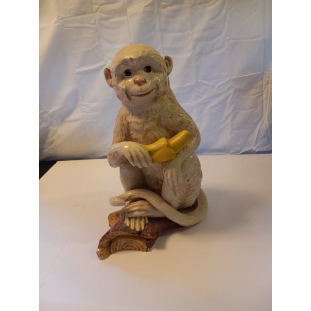 2000 - 2009 2000s Ceramic Italian Monkey With Banana Crackle Finish Sculpture Offered by Antoinette For Sale - Image 5 of 13