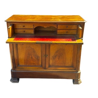 Antique Louis-Philippe Drop-Front Secretaire Desk in Walnut, 1800s For Sale