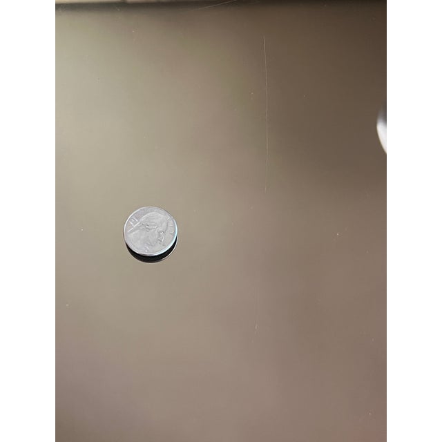 1980's Postmodern Step Pyramid Art Deco Square Black & Smoked Mirror Wood Coffee Table For Sale - Image 10 of 12