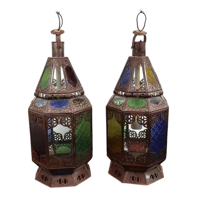 Multicolored Lanterns, Italy, 1970s, Set of 2 For Sale