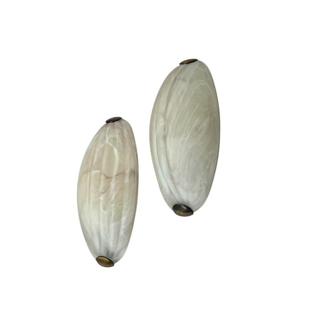 Italian Marble-Effect Glass Wall Lamps, 1980s, Set of 2 For Sale - Image 6 of 9