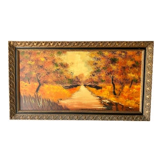 Large Landscape Mid Century Oil Painting For Sale