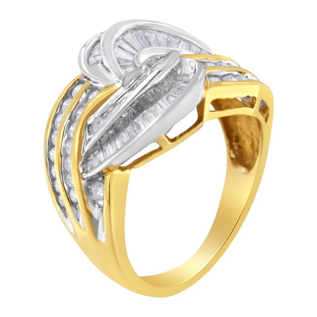 Haus of Brilliance 10KT Two-Toned Gold Diamond Bypass Ring (1 cttw, H-I Color, SI1-SI2 Clarity) For Sale - Image 4 of 6