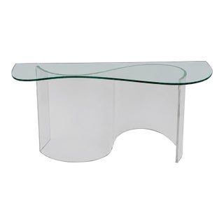 Biomorphic Lucite and Glass Console Table For Sale