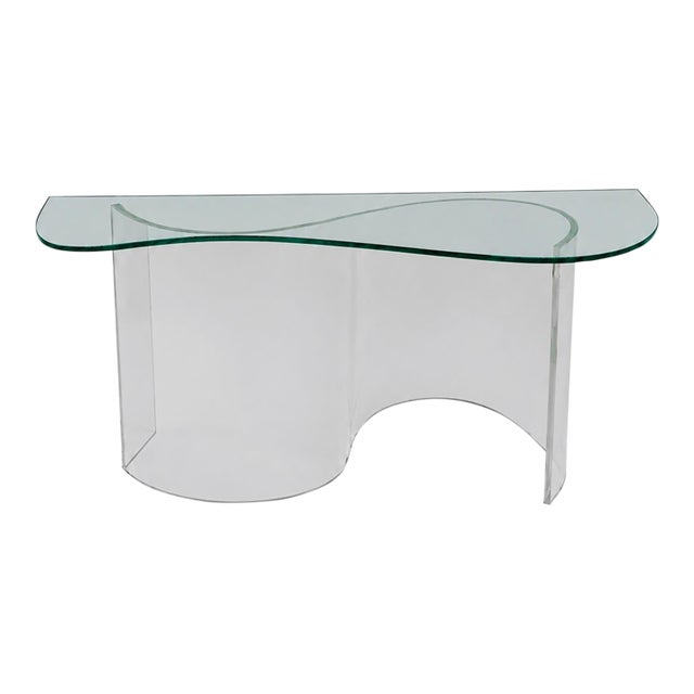 Biomorphic Lucite and Glass Console Table For Sale