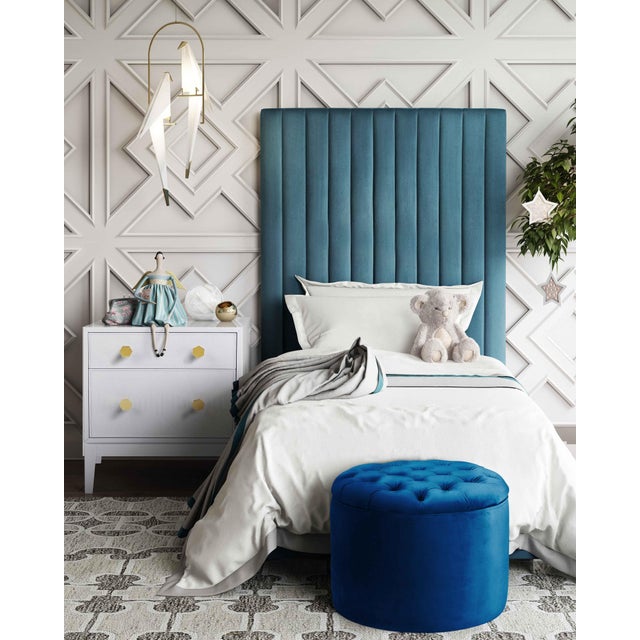 2020s Queen Navy Velvet Storage Ottoman For Sale - Image 5 of 6