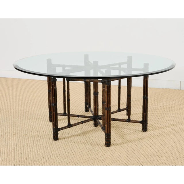 McGuire Hexagonal Organic Modern Round Bamboo Dining Table For Sale - Image 12 of 12
