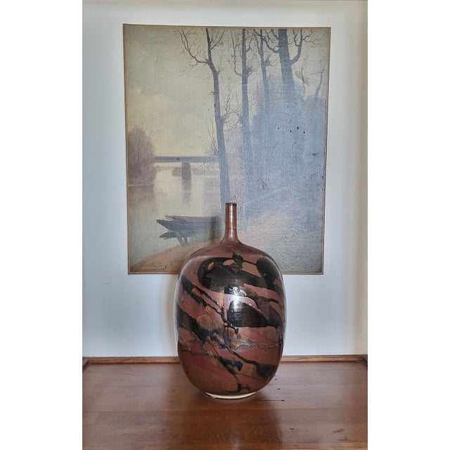 Stoneware vase by Francisco Pereira (1948-2023) / Puisaye Japanese-style vase with an elongated neck. Height 45 cm...