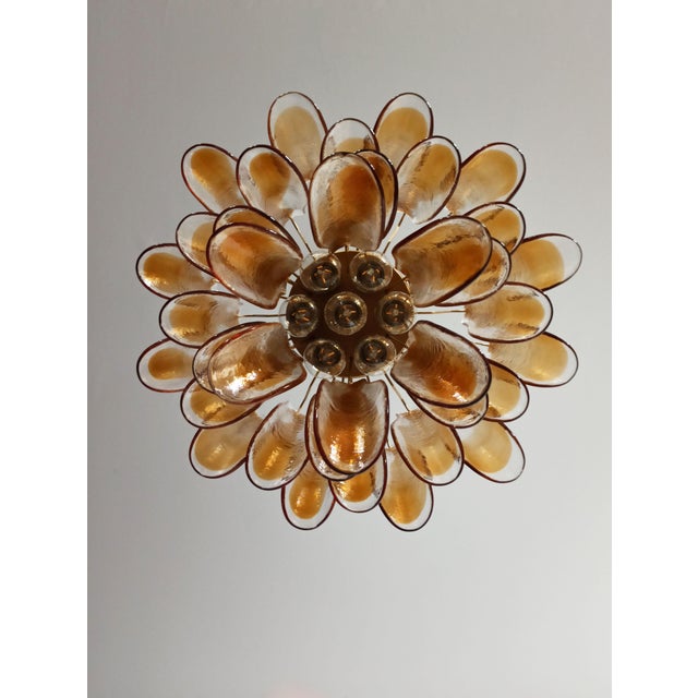 Vintage Italian Murano Chandelier with 36 Lattimo Amber Glass Petals, 1990s For Sale - Image 16 of 17