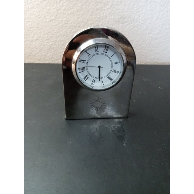 GORGEOUS Solid Chrome 4" Quartz Mantle/Desk Clock This gorgeous MCM desk clock is a must-have for any collector or lover...