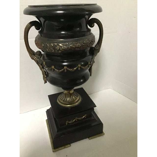 Metal 19th Century French Louis Philippe Style Bronze & Black Marble Urn Vessel For Sale - Image 7 of 8
