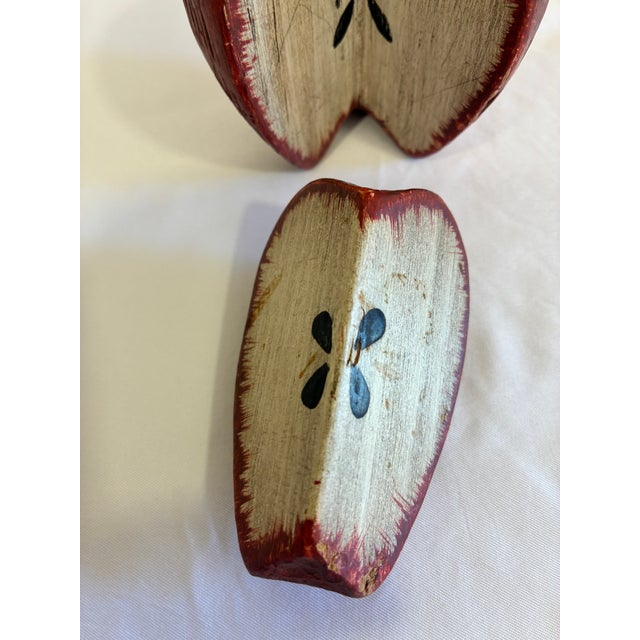 1980s Signed Chris Colby Carved Wood Apple Sculpture, Maine Folk Art For Sale - Image 5 of 10