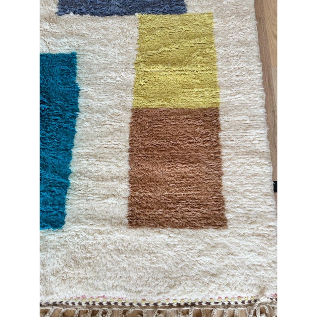 Vintage Moroccan Rug by Berber Tribes of Morocco, Cream Color, Red, Blue, Gray For Sale - Image 10 of 11