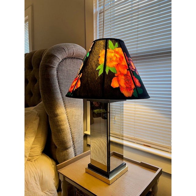 Textile Pair of Hand Painted Silk Lampshades For Sale - Image 7 of 8