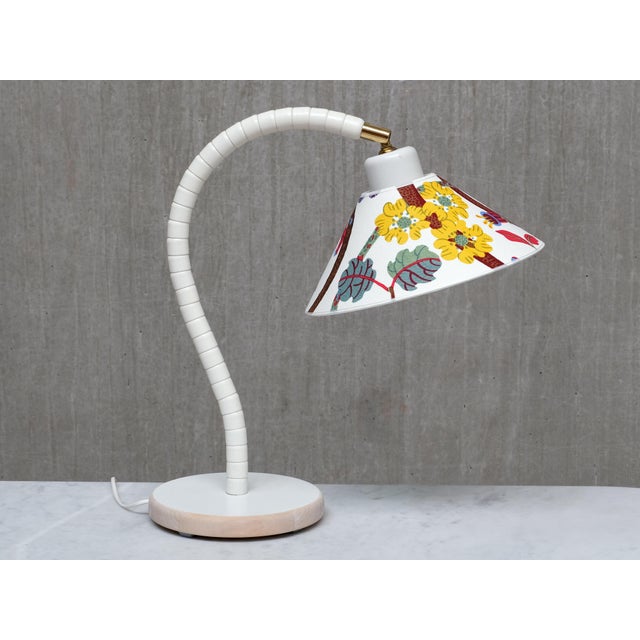 White Table Lamps with Josef Frank Shades from Markslöjd, Sweden, 1970s, Set of 2 For Sale - Image 9 of 13