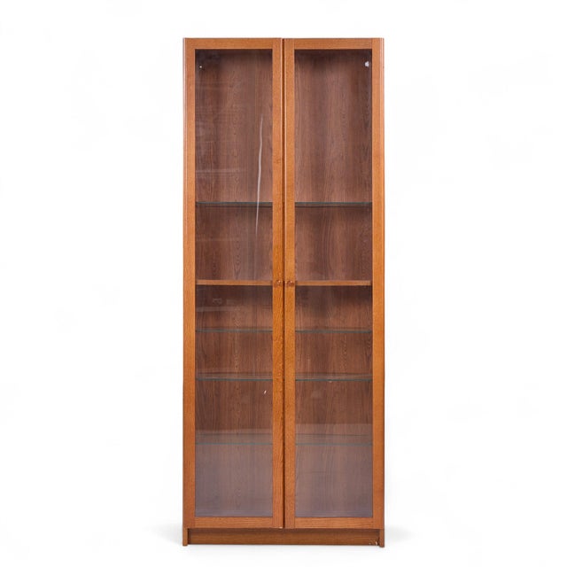 Mid Century Danish Teak Glass Door Display Cabinet This cabinet measures: 31.5 wide x 12 deep x 79.5 inches high Great...