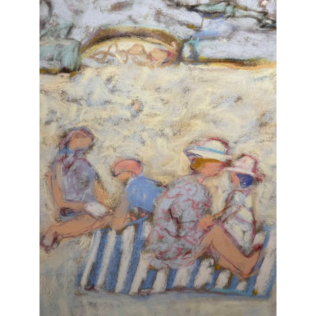 Paper Yves Wacheux, The Blue Beach, 20th Century, Mixed Media on Paper, Framed For Sale - Image 7 of 11