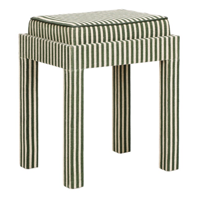 Kora Green Cotton Jute Stool For Sale