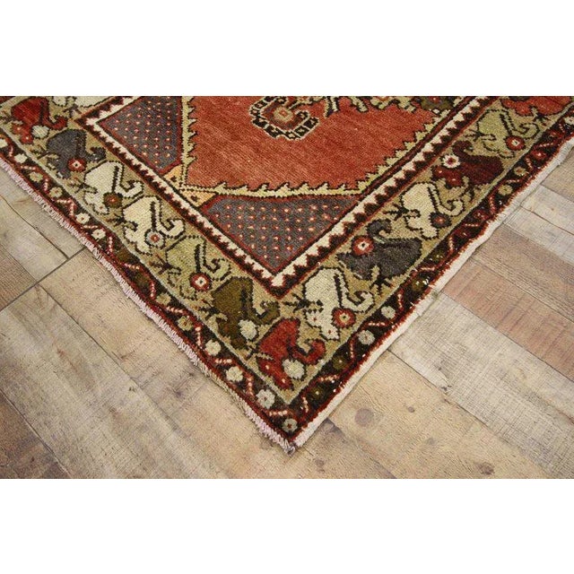 Textile Vintage Mid-Century Turkish Oushak Runner Rug - 2′10″ × 9′7″ For Sale - Image 7 of 9