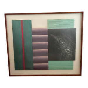 Mid 20th Century Judy Targon Original Abstract Paper Collage Framed