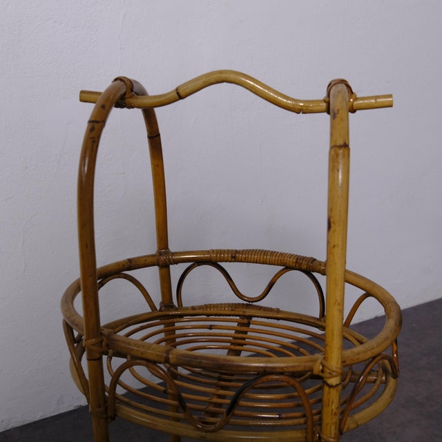 Wood Vintage Bamboo Liquor Trolley, 1950s For Sale - Image 7 of 13