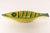 Italian Modernist slender, elongated, ceramic 'fish' form vide poche/decorative dish in vibrant yellow, orange, and green...