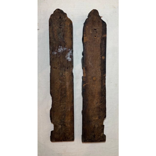 Pair Antique 1700's Hand Carved Wood Architectural Salvage Lady Sculpture Statue For Sale - Image 12 of 14