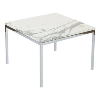 Mid Century Square White Marble Side or Coffee Table by Florence Knoll For Sale