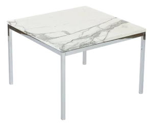 Mid Century Square White Marble Side or Coffee Table by Florence Knoll