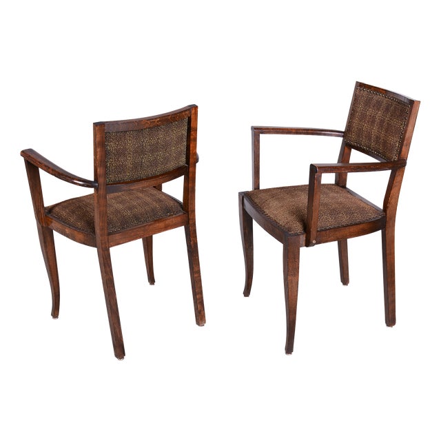 Art Deco Chairs in Beech by Jules Leleu, France, 1930s, Set of 2 For Sale